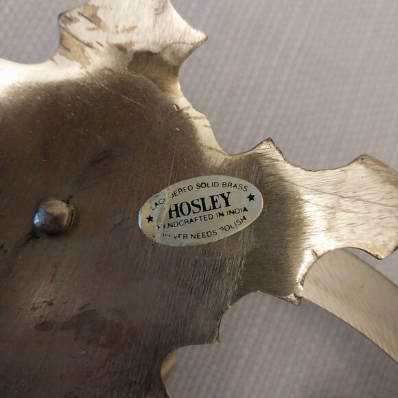 Vtg Solid Brass Poinsettia 11" Candle Stick Holder Ring Christmas Classic - Picture 6 of 6